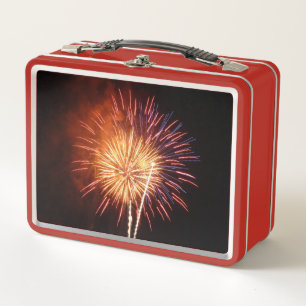 Rot, Weiß und Blau Feuerwerk I Patriotisch Metall Brotdose