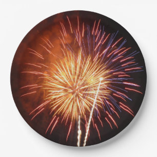 Rot, Weiß und Blau Feuerwerk I Patriotisch Pappteller