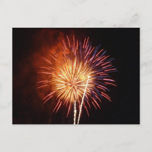 Rot, Weiß und Blau Feuerwerk I Patriotisch Postkarte