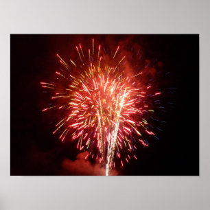 Rot, Weiß und Blau Feuerwerk II Patriotisch Poster