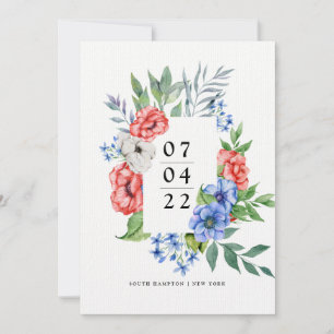 Rot weiß und Blau   Floral Save the Date Invitati Einladung