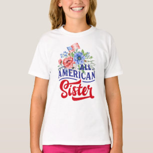 Rot weiß und blau florierend All American Sister T-Shirt