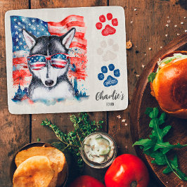 Rot-Weiß und Blau-Funny Siberischer Husky-Hund Lec Schneidebrett