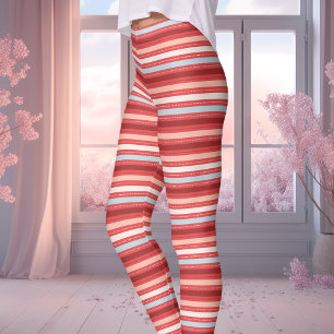 Rot, Weiß und Blau gestreifte Valentinstag-Legging Leggings