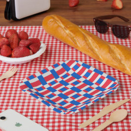 rot-weiß und blau gestrichelte Druckfarbe Pappteller