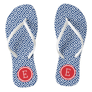 Rot-Weiß- und Blau-Griechenlandschlüsselmonogramm Flip Flops