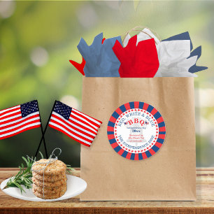 Rot, Weiß und Blau GRILLEN 4. Juli Party Runder Aufkleber