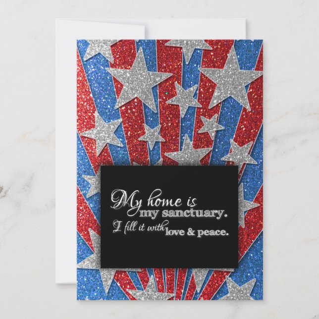 Rot weiß und blau haben wir die GRILLEN der Hausha Einladung (Vorderseite)