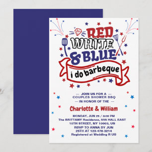 Rot Weiß und Blau ich mache BBQ Paar Brautdusche Einladung
