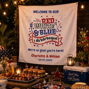 Rot Weiß und Blau ich mache BBQ Paar Brautparty Wandteppich