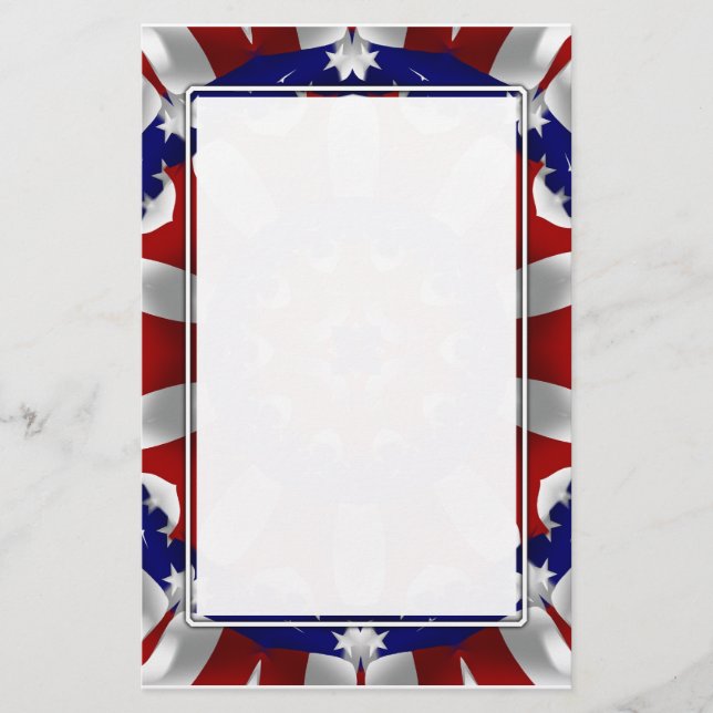 Rot, Weiß und Blau Kali Briefpapier (Vorderseite)