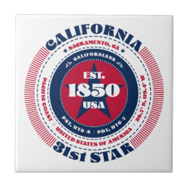 Rot, Weiß und Blau - Kalifornische Keramik Tile Fliese