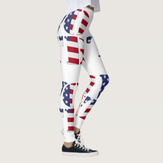 Rot, Weiß und Blau Leggings