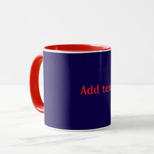 Rot, weiß und Blau mit rotem Text, Tasse