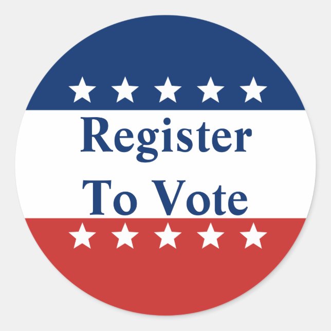Rot Weiß und Blau mit Sternen Registrieren Sie sic Runder Aufkleber (Vorderseite)