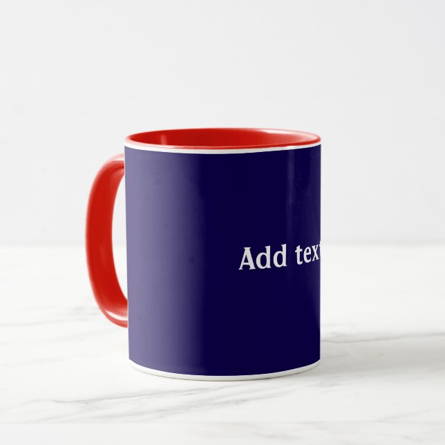 Rot, weiß und Blau mit weißem Text, Tasse (Vorderseite Links)