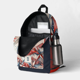Rot-Weiß und Blau-Monogramm Bedruckter Rucksack