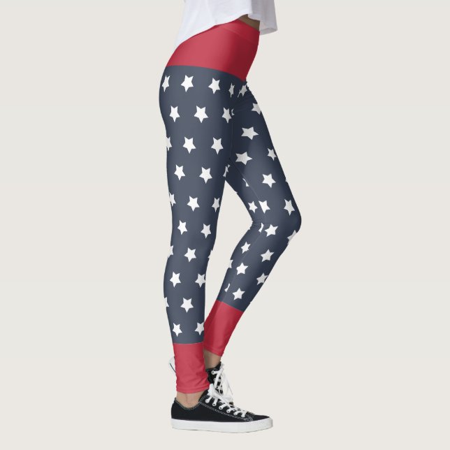 Rot, Weiß und Blau Patriotisch 4. Juli Leggings (Rechts)