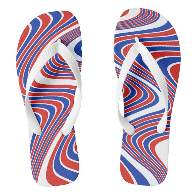 Rot, Weiß und Blau Patriotische Streifen Flip Flops (Fußbett)
