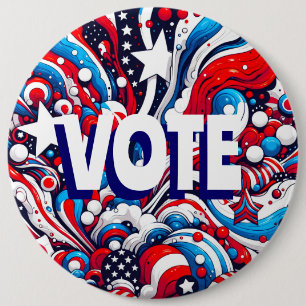 Rot, Weiß und Blau Patriotische US-Flagge Abstimmu Button