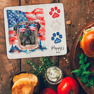 Rot Weiß und Blau Patriotischer Bullmastiff-Hunde- Schneidebrett