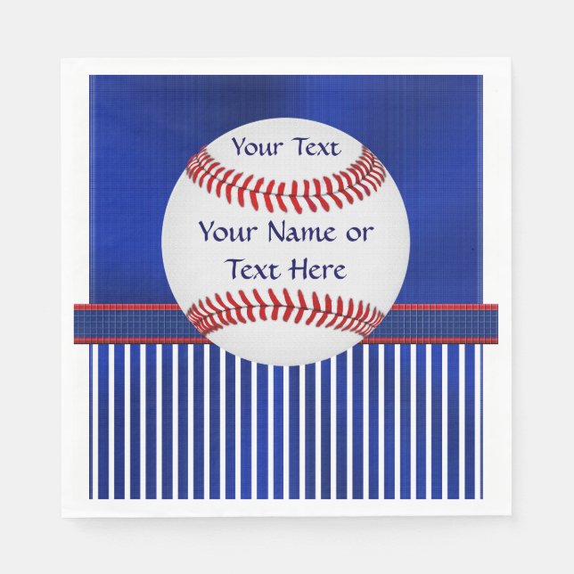 Rot, Weiß und Blau Personalisiert Baseball Napkins Serviette (Vorderseite)