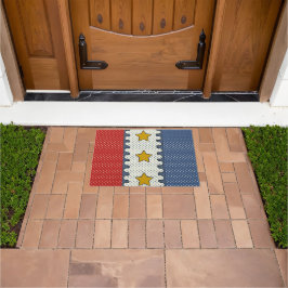Rot, Weiß und Blau - Polka-Punkte, Streifen, Stern Fußmatte