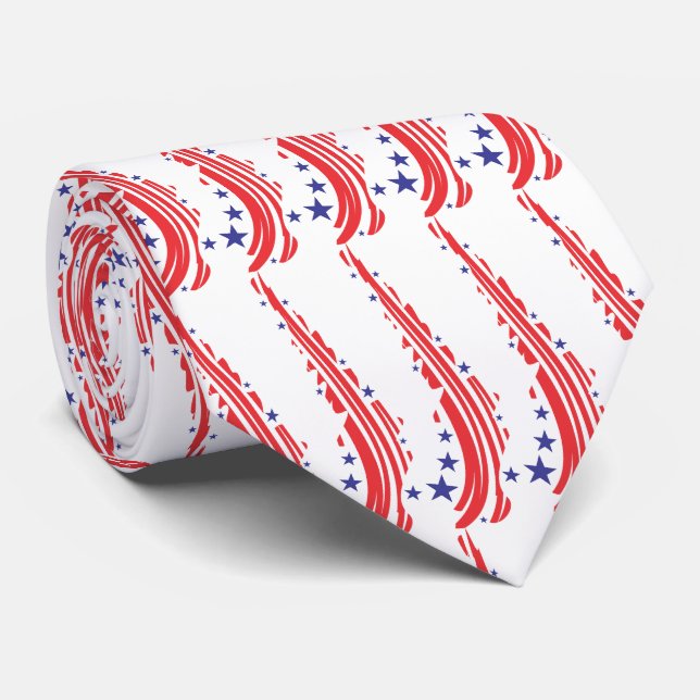 Rot-Weiß und Blau-Print-Necktie Krawatte (Gerollt)