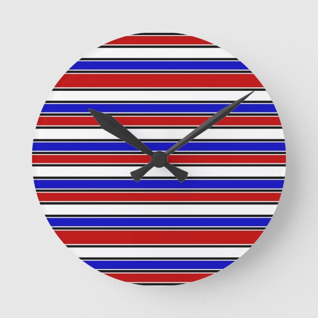 Rot, Weiß und Blau Runde Wanduhr (Vorderseite)