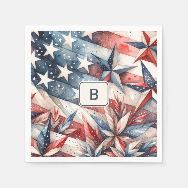 Rot weiß und Blau Serviette (Vorderseite)