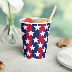Rot, weiß und blau Stars and Stripes 4. Juli Pappbecher