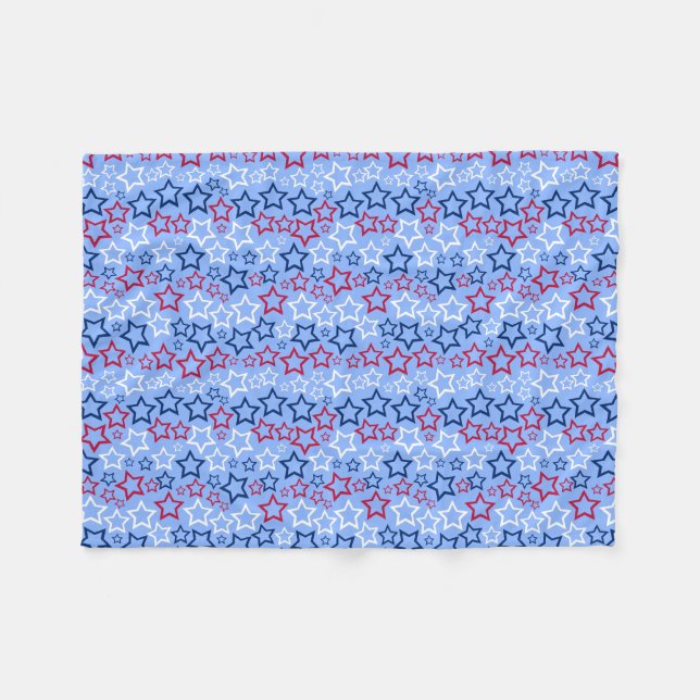 Rot, Weiß und Blau-Sterne Fleece Blanket (Vorderseite (Horizontal))