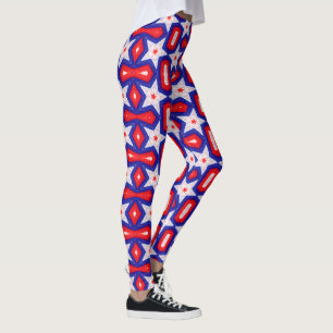 Rot Weiß und Blau Sternmuster Leggings