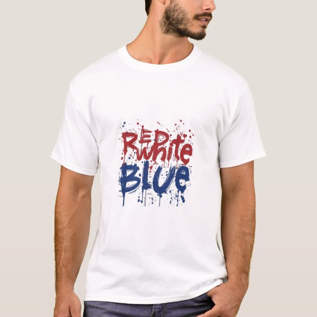 rot, weiß und blau T-Shirt (Vorderseite)
