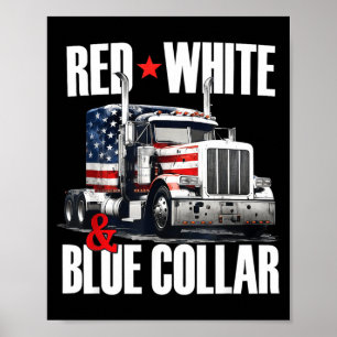 Rot weiß und blau Trucker-Kragen patriotisch USA Poster