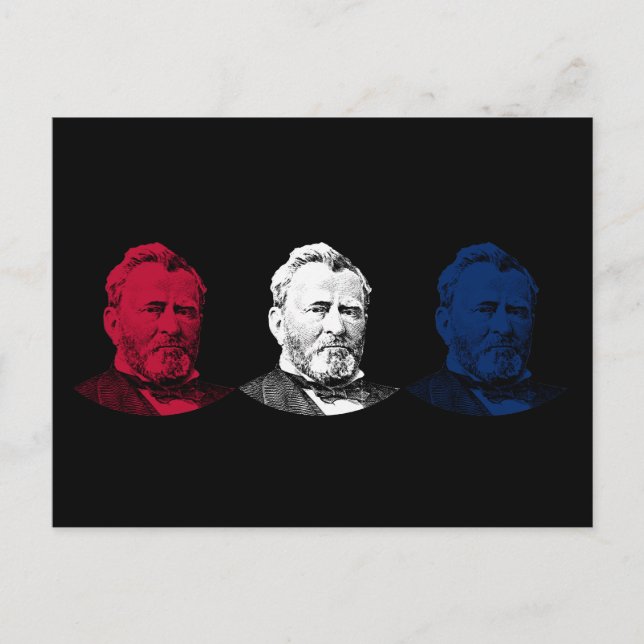 Rot, Weiß und Blau — US-Grant Postkarte (Vorderseite)