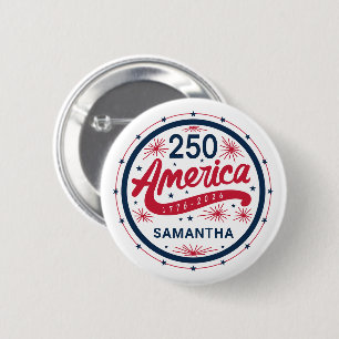 Rot Weiß und Blau USA Amerikas 250. Jubiläum Button