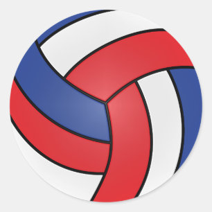 Rot, Weiß und Blau Volleyball Runder Aufkleber