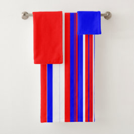 Rot-Weiß und Blaue Streifen Badhandtuch Set