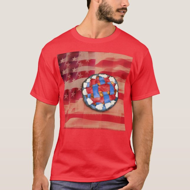 Rot, Weiß und Blauer Apfelkuchen T-Shirt (Vorderseite)