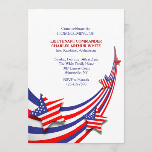 Rot-, Weiß- und Blauer Feier Einladung