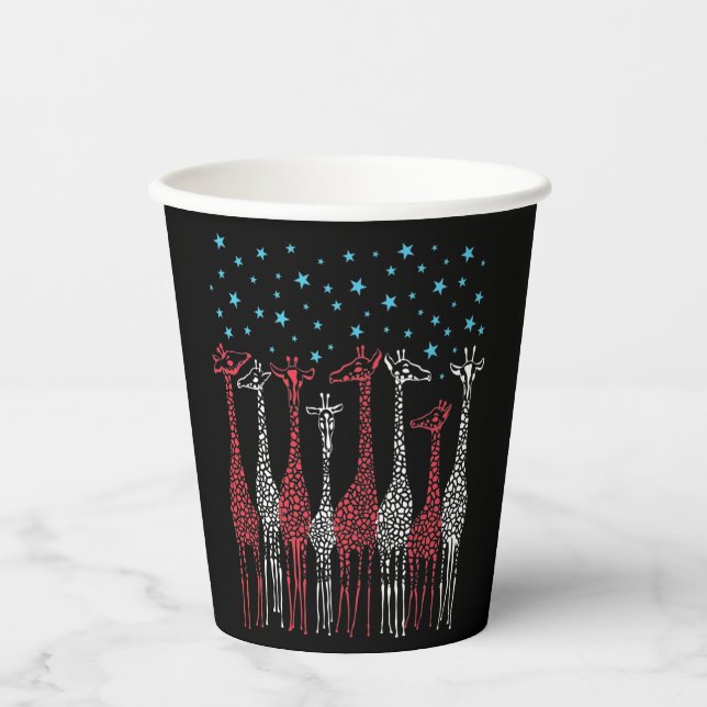 Rot-Weiß- und Blauer Giraffen 4. Juli Pappbecher (Vorderseite)