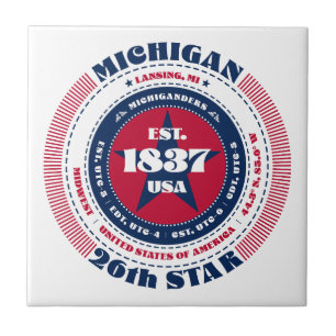 Rot, Weiß und Blauer Michigan Keramik Tile Fliese
