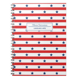 Rot-Weiß und Blauer Name und Thema Notizblock