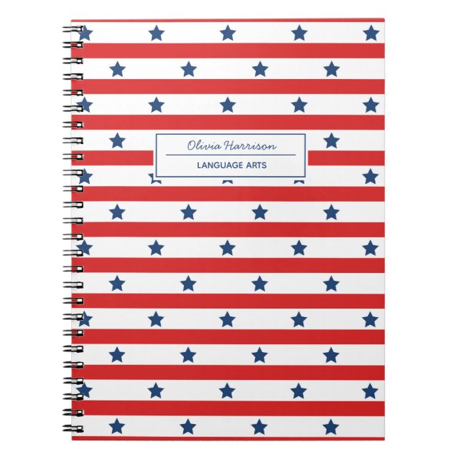 Rot-Weiß und Blauer Name und Thema Notizblock (Vorderseite)