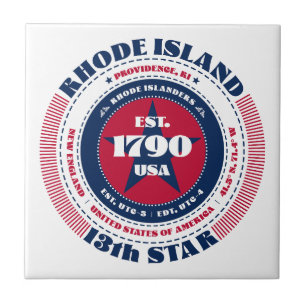 Rot, Weiß und Blauer Rhode Island Keramik Tile Fliese