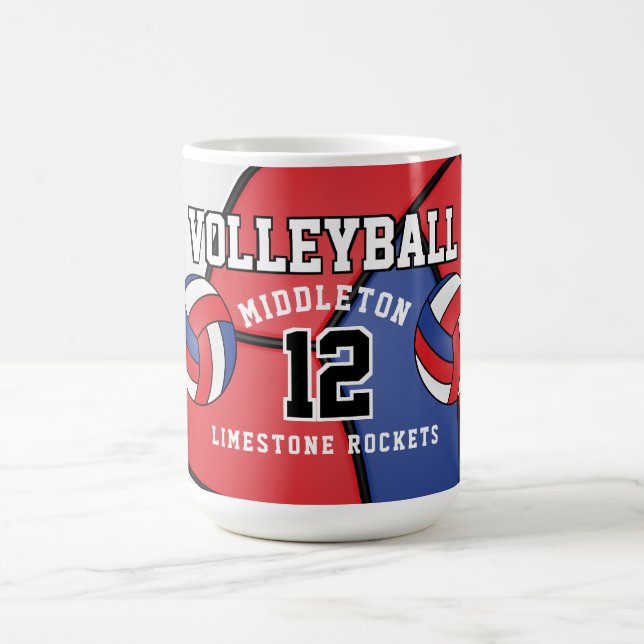 Rot, Weiß und Blauer Volleyball Sport Kaffeetasse (Mittel)