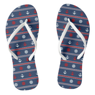 Rot-Weiß- und Blaumuster Flip Flops