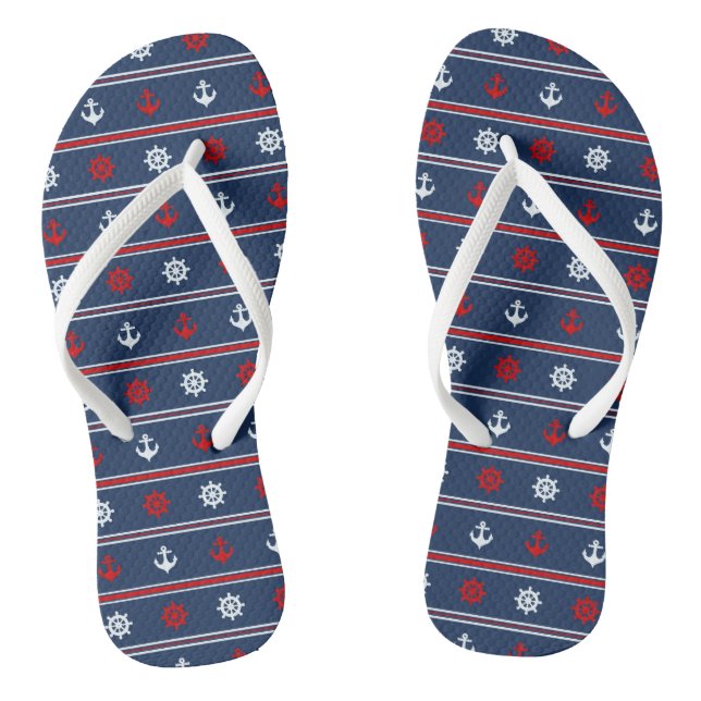 Rot-Weiß- und Blaumuster Flip Flops (Fußbett)