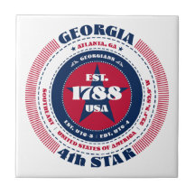 Rot, Weiß und Blue Georgia Keramik Tile